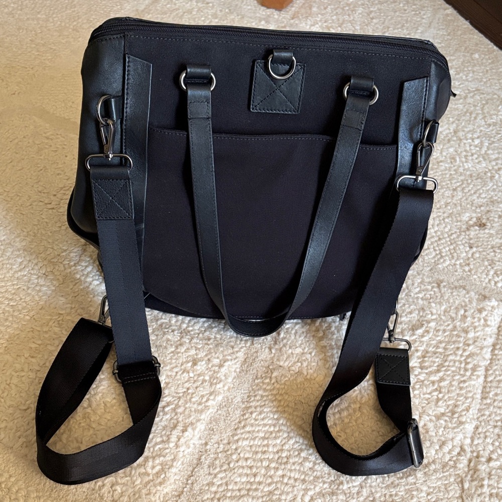 Betabrand Black Leather & Canvas Travel Tote - Picture 3 of 6
